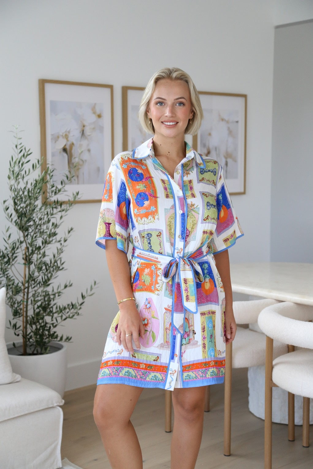 Palazzo Print Short Dress