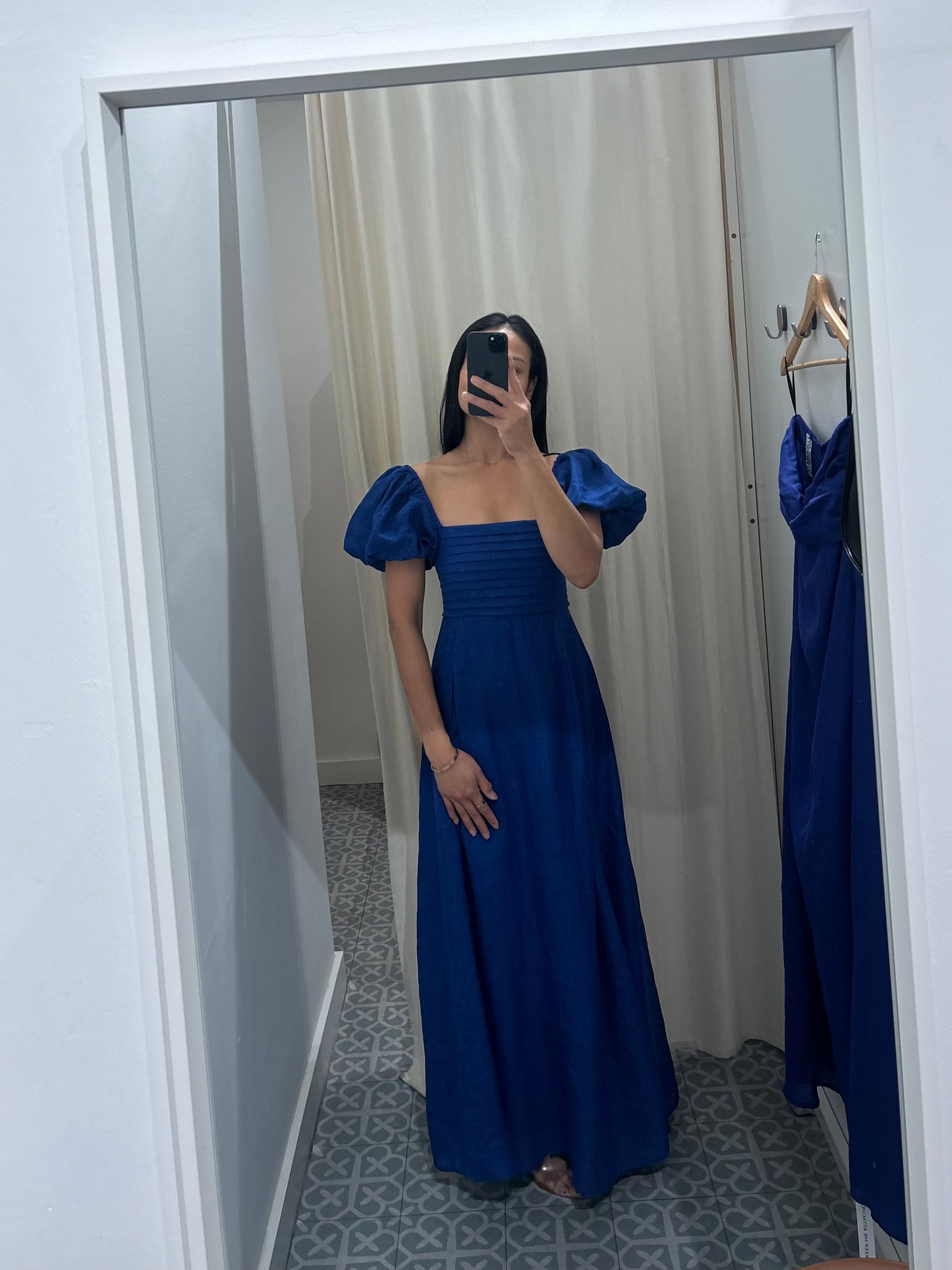 Amy Linen Maxi Dress in Sapphire