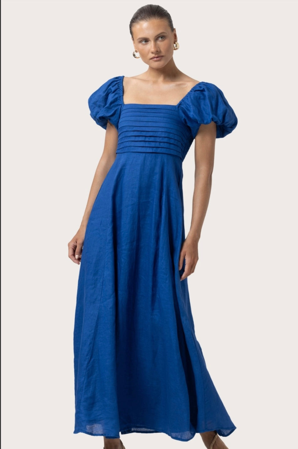 Amy Linen Maxi Dress in Sapphire