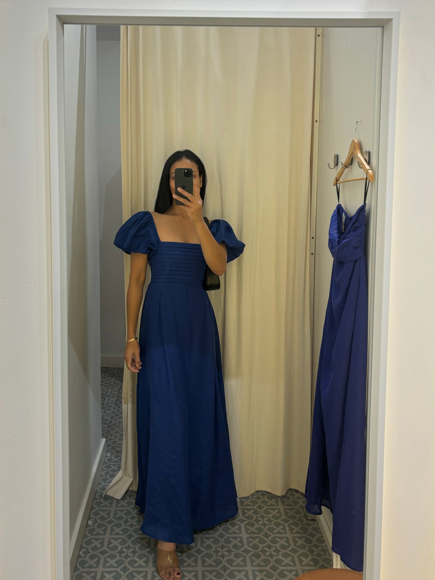 Amy Linen Maxi Dress in Sapphire