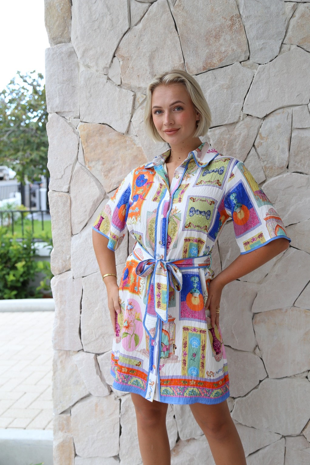 Palazzo Print Short Dress