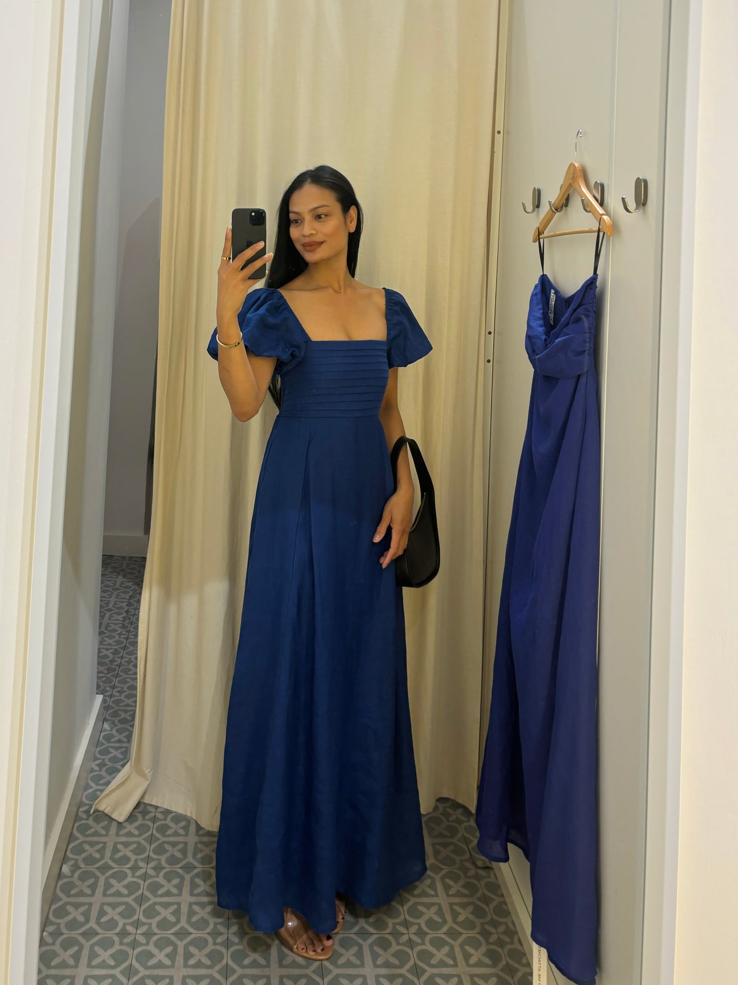 Amy Linen Maxi Dress in Sapphire