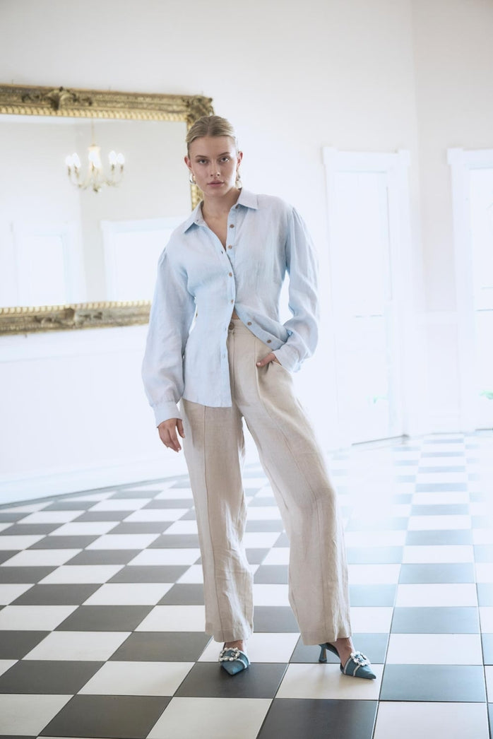 Copenhagen Linen Blouse - Soft Blue