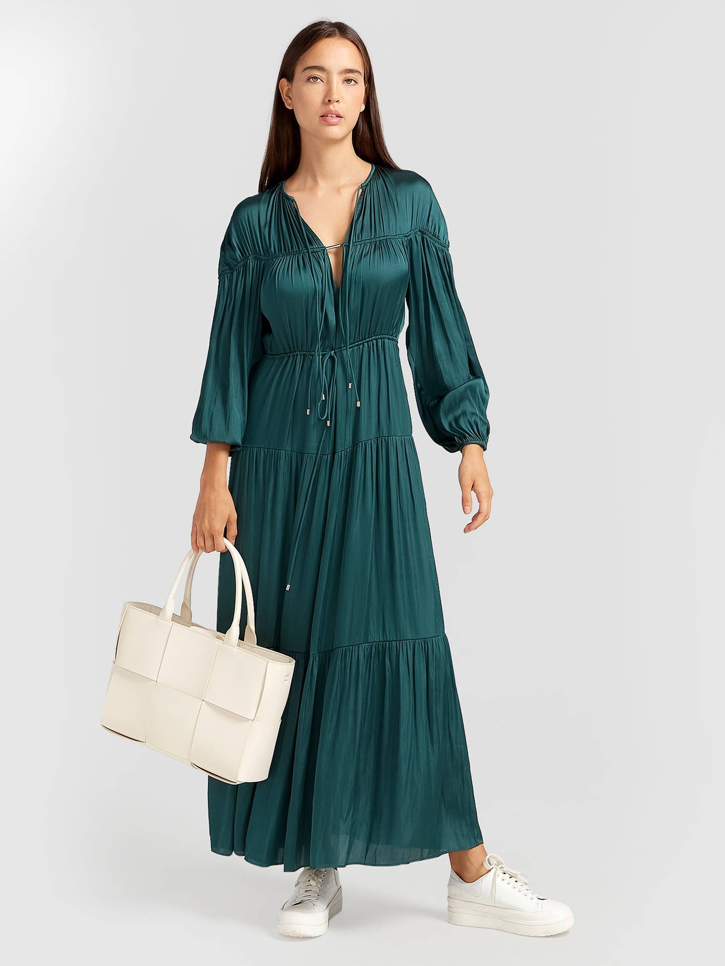 Window Seat Tiered Maxi Dress - Dark Green
