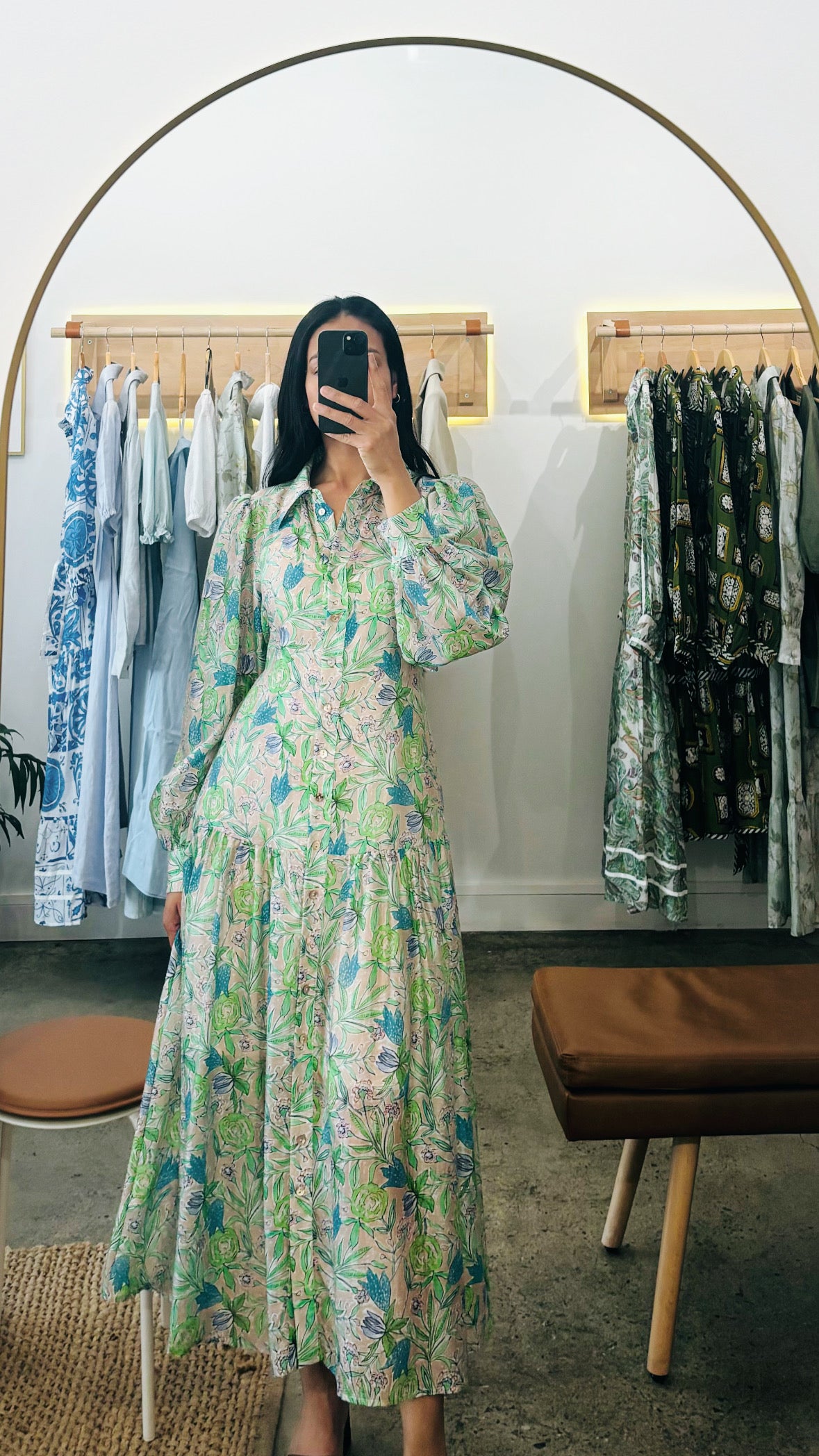 Julia Floral Dress - Green Print