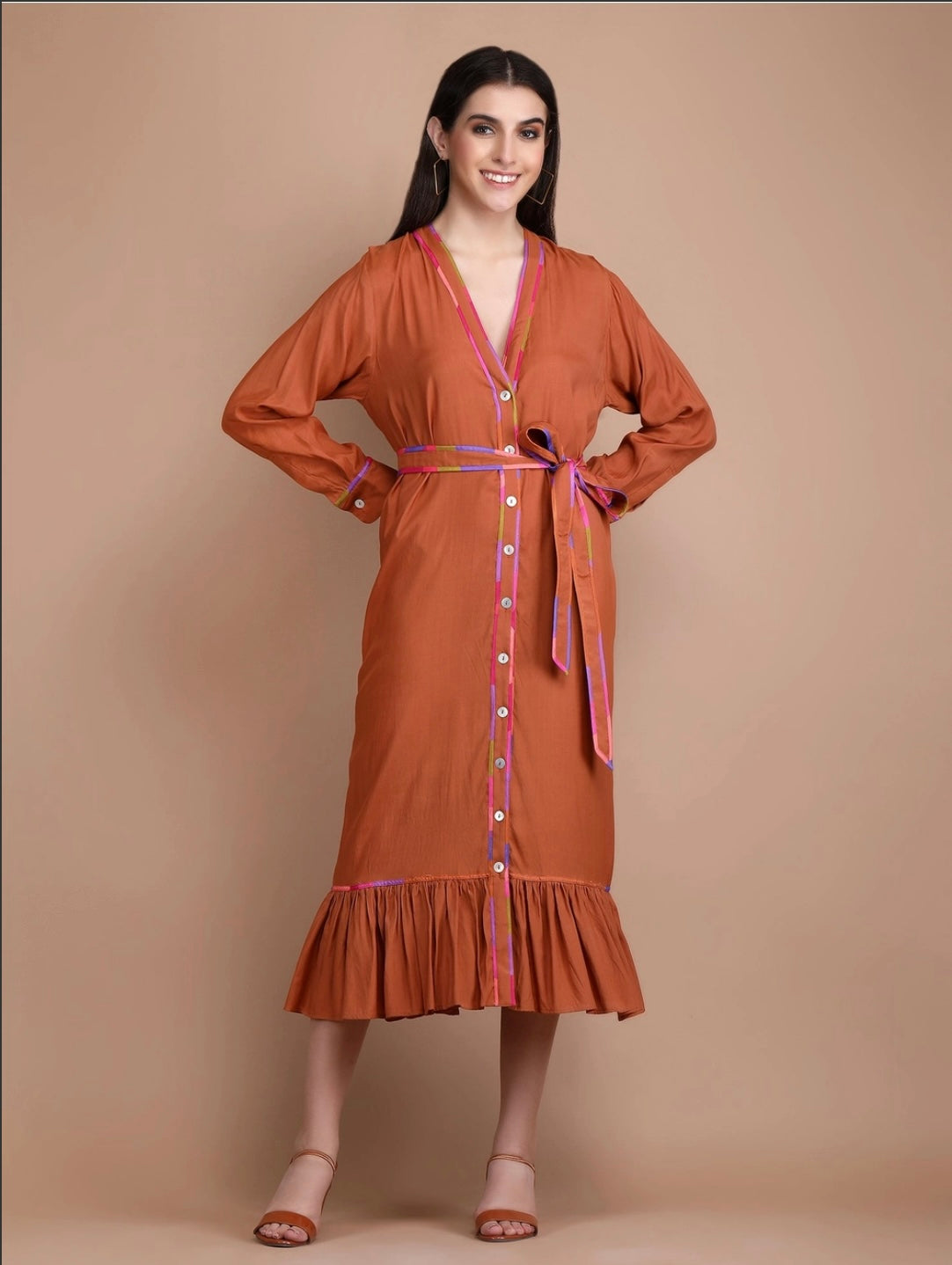 Emma Midi Dress-Copper