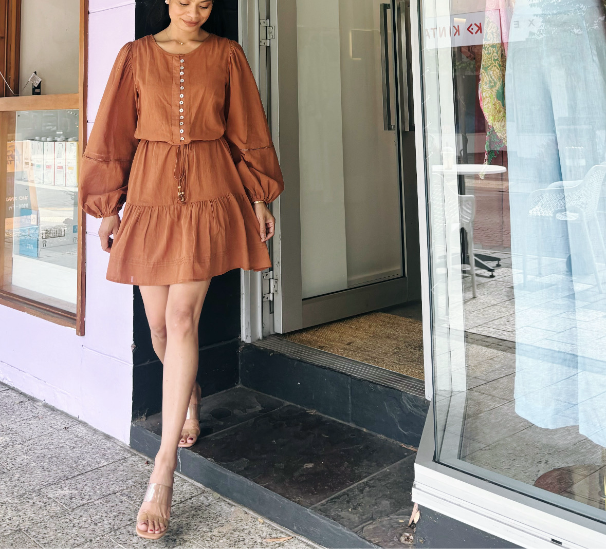 Effortlessly Chic: Our terracotta mini dress, perfect for sunny day strolls and casual outings ✨