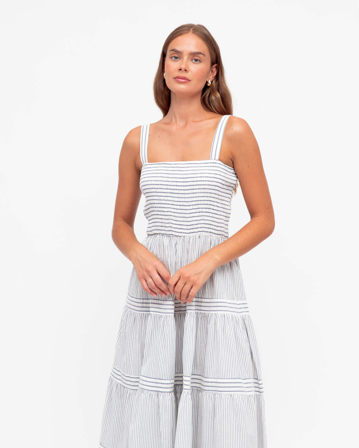 STRIPED TIERED MAXI DRESS