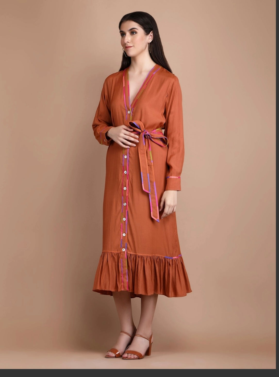 Emma Midi Dress-Copper