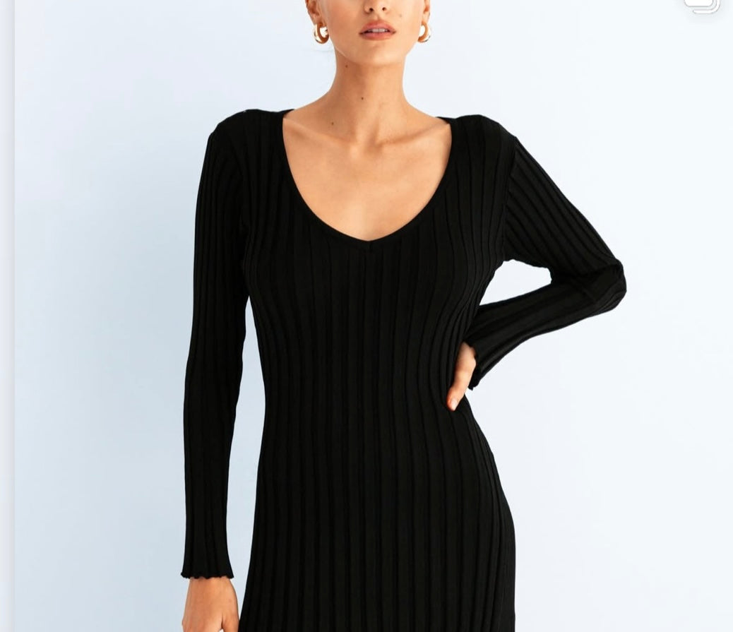KNITWEAR-KNIT DRESS- MAXI | BLACK