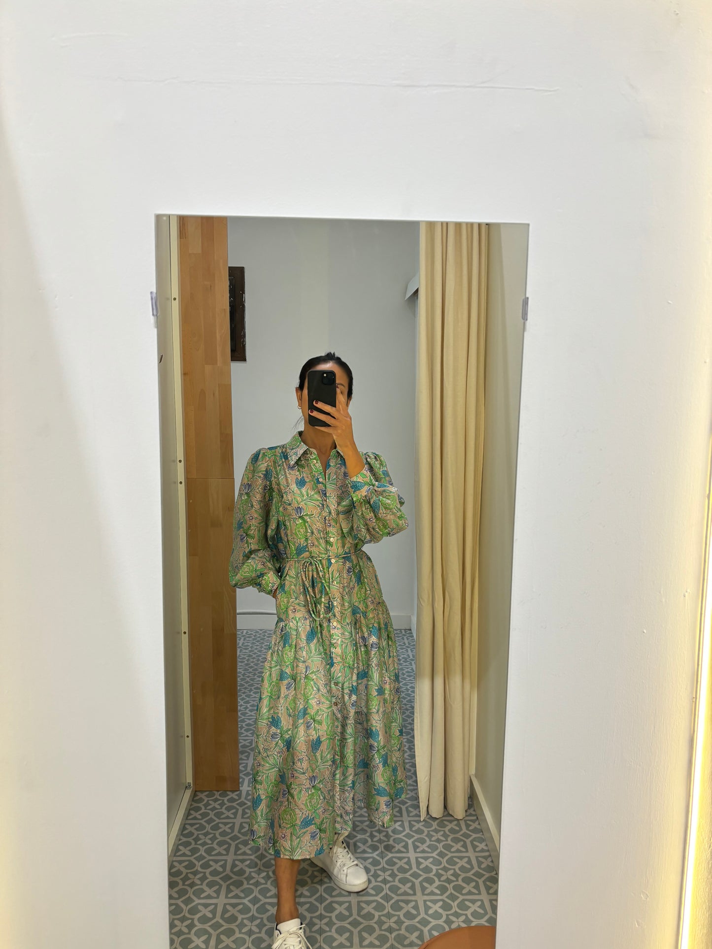 Julia Floral Dress - Green Print