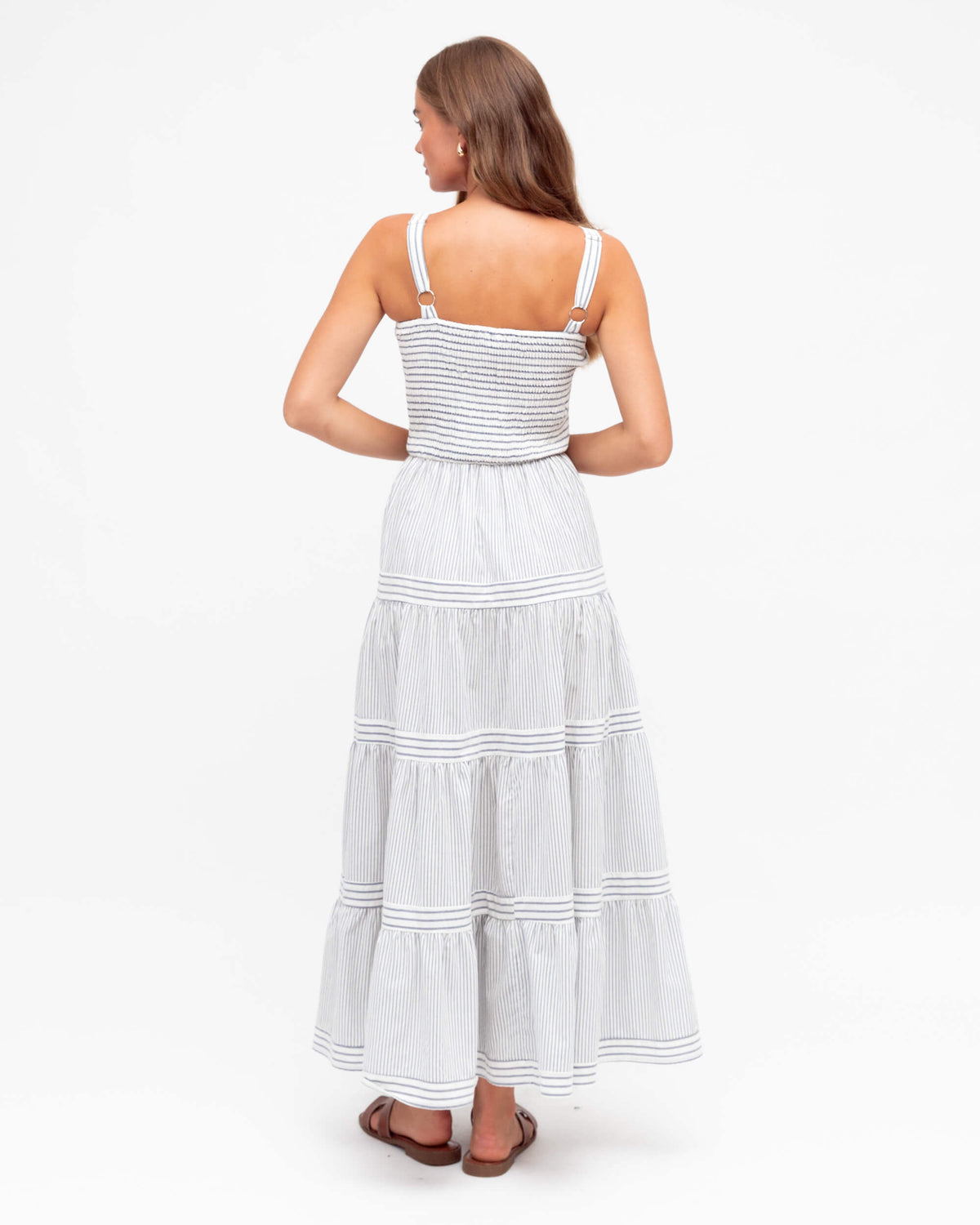 STRIPED TIERED MAXI DRESS