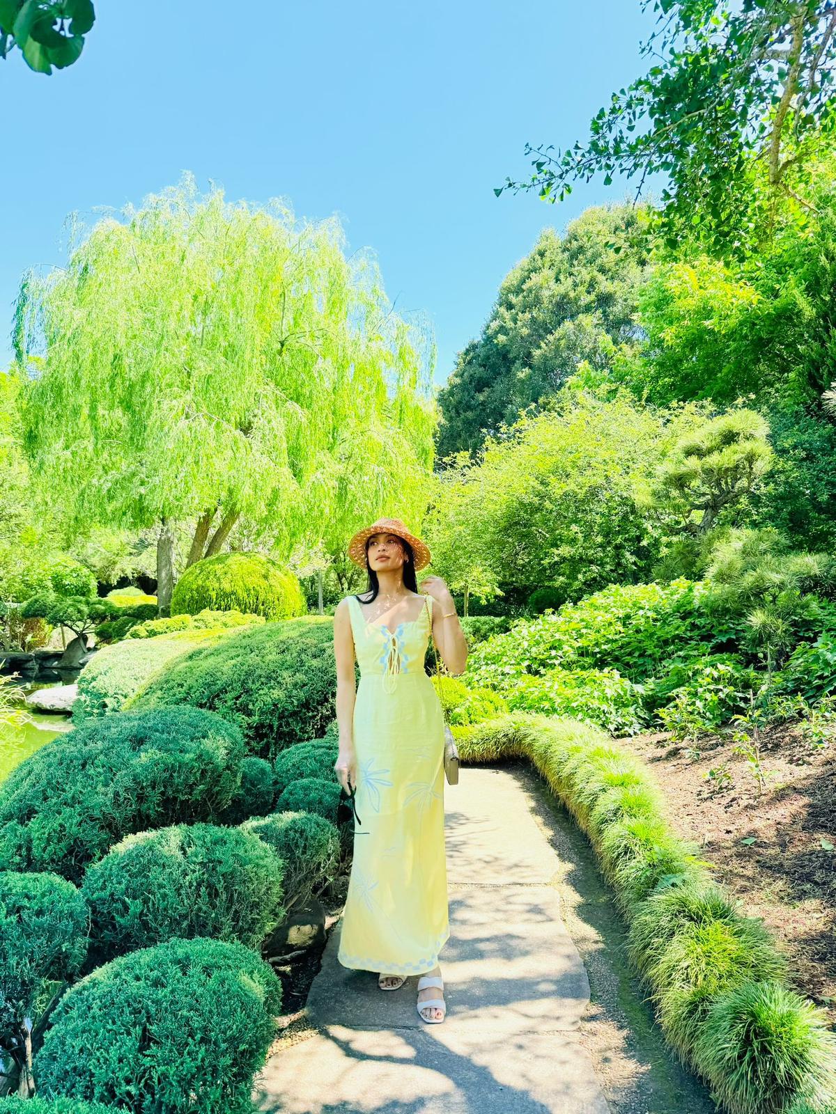 A breezy, lemon- yellow maxi dress