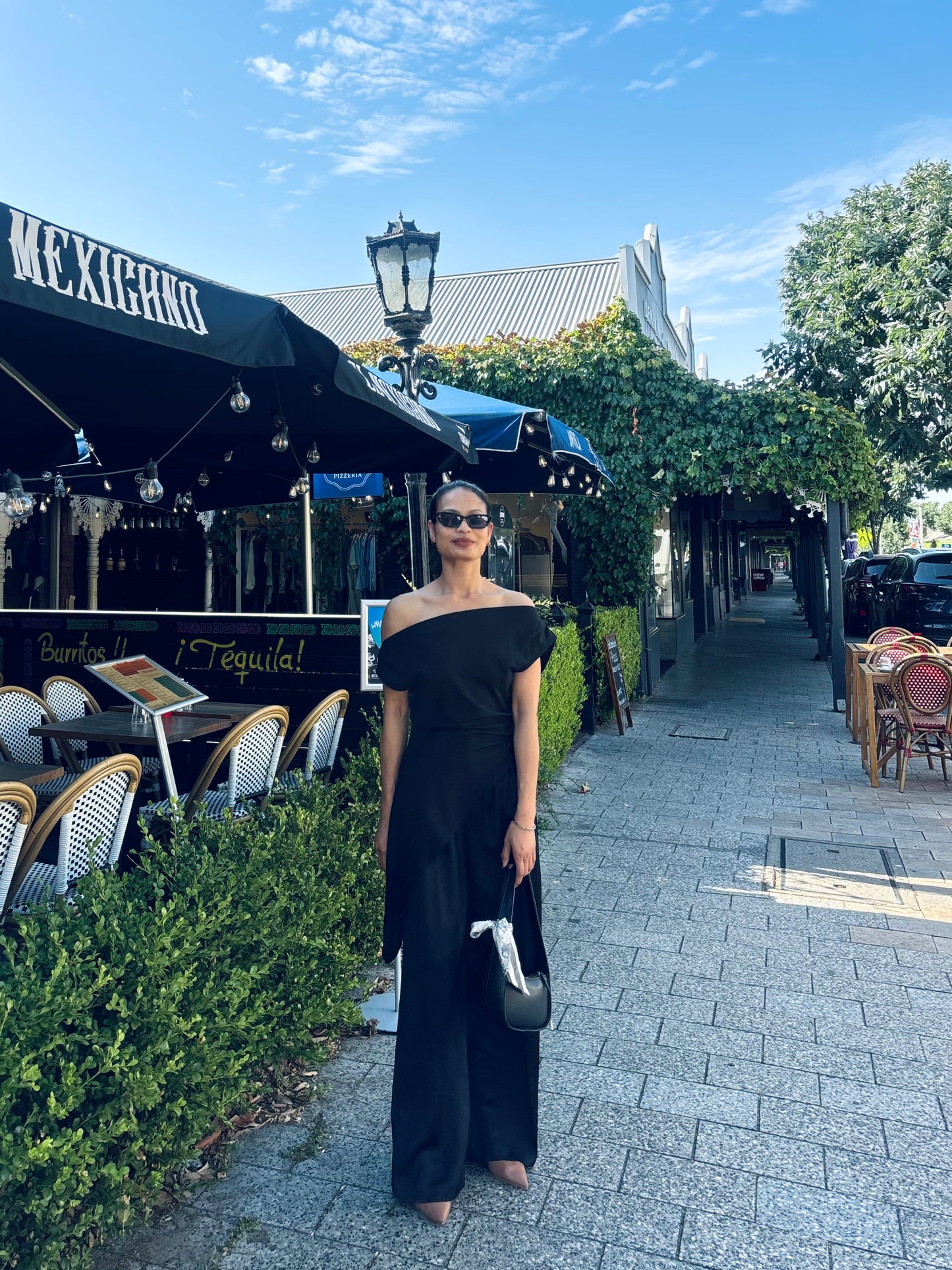 The black off-shoulder top