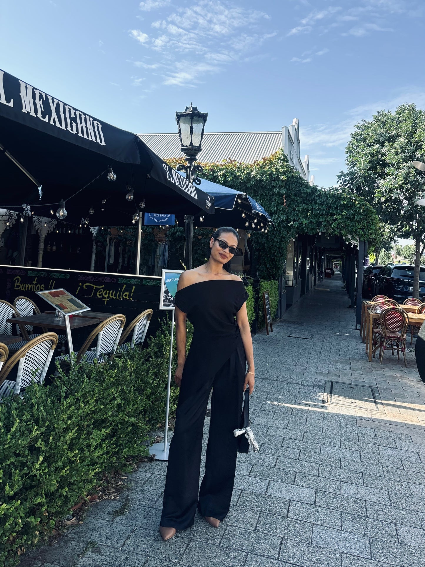 The black off-shoulder top
