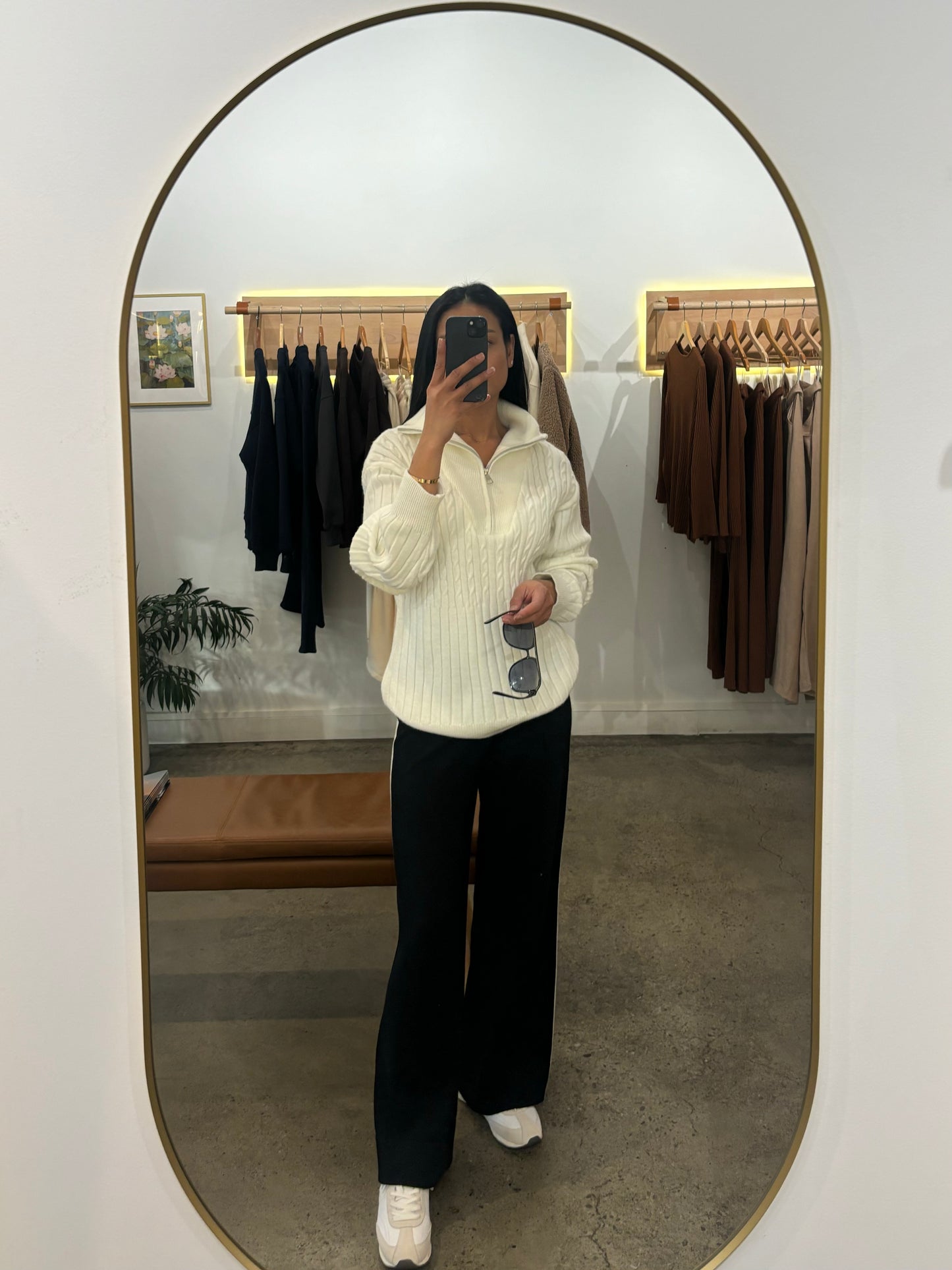 HALF ZIP CABLE KNIT JUMPER