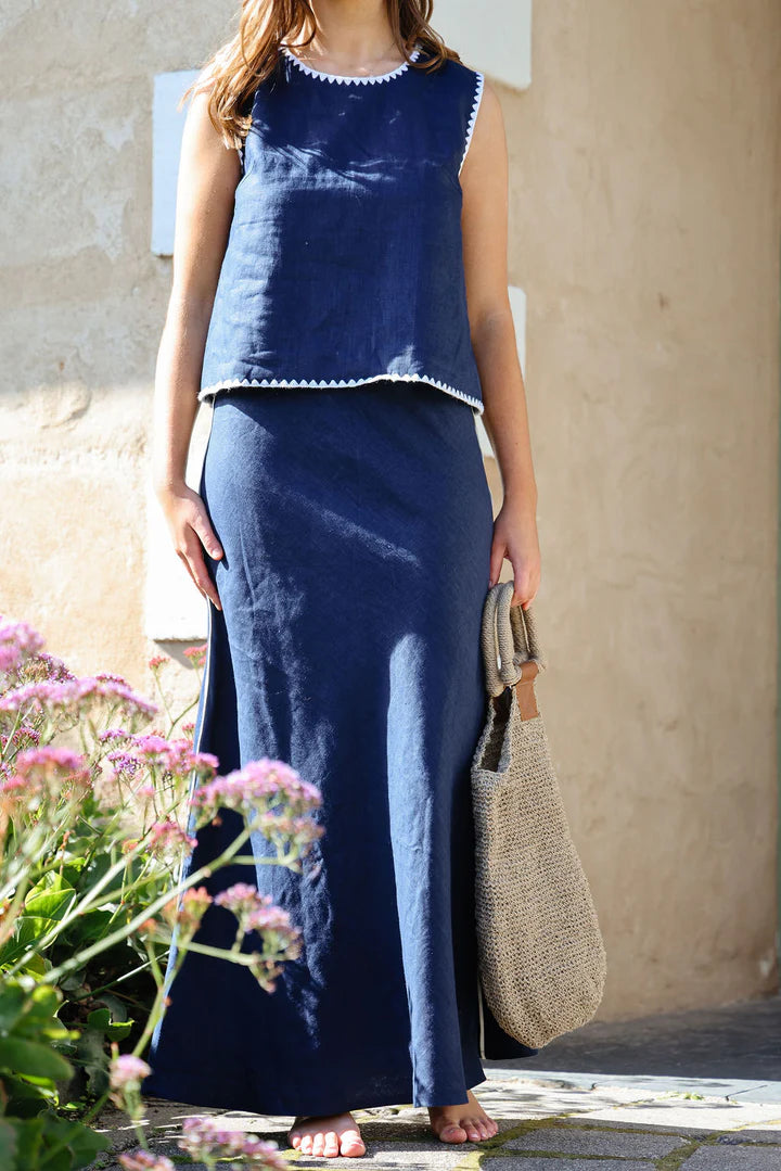 Remy Skirt - Navy & White