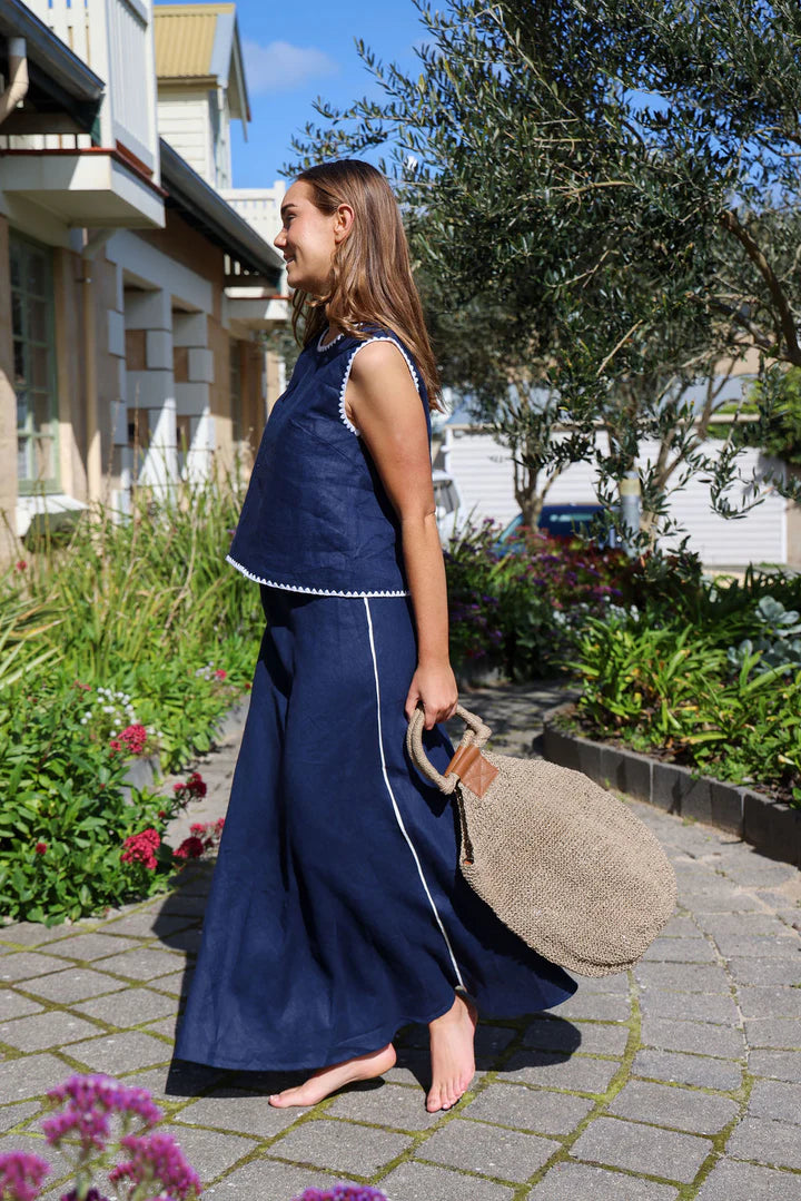 Remy Skirt - Navy & White