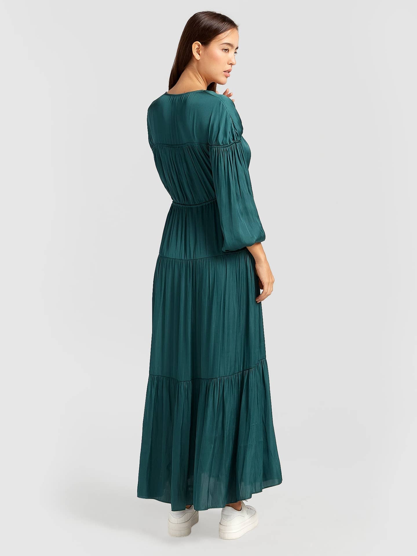 Window Seat Tiered Maxi Dress - Dark Green