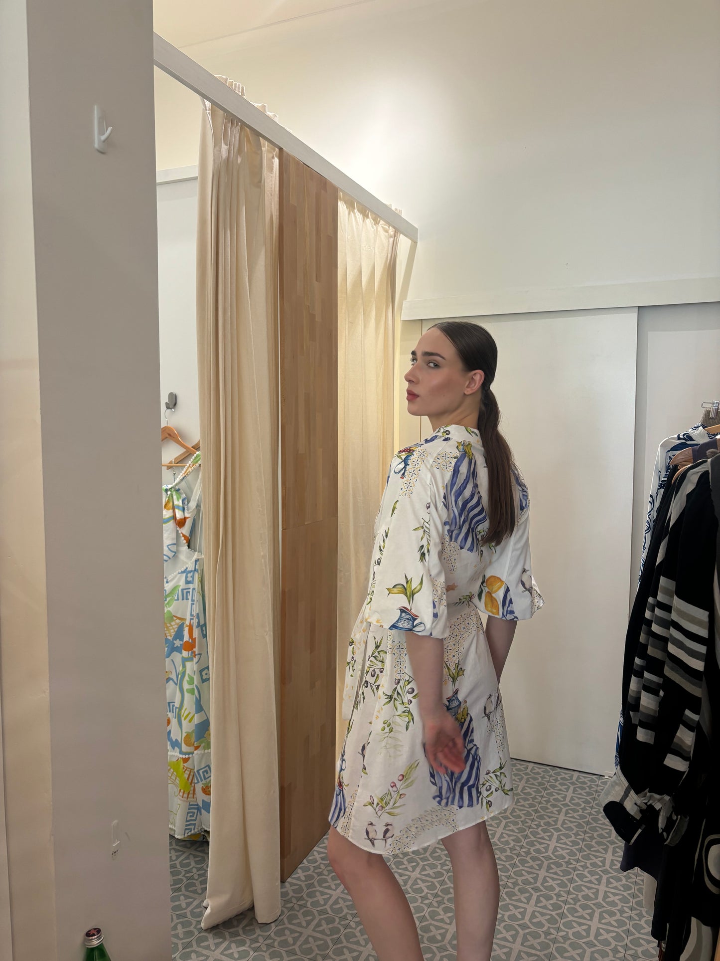 Piper" Dress in Tables in Wilderness Print - Palm Cove