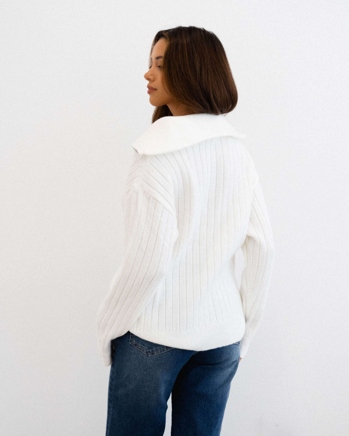 HALF ZIP CABLE KNIT JUMPER