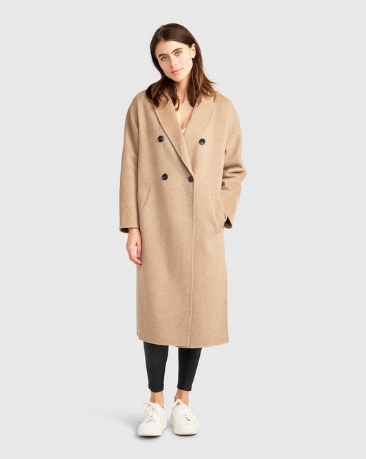 Guestlist Oversized Double Breasted Coat - Oat