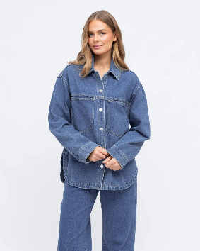 DENIM OVERSIZED BUTTON THROUGH SHIRT